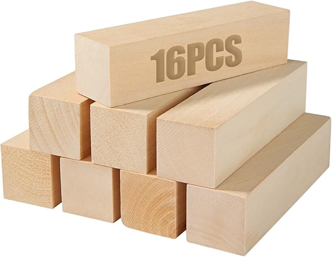 16PCS Basswood Carving Blocks 6 x 1.5 x 1.5 Inch Whittling Wood Blocks Wooden