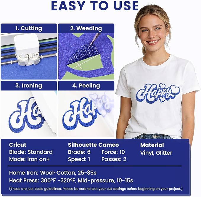 Blue Glitter HTV Heat Transfer Vinyl