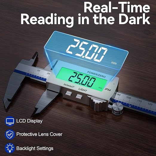 Preciva Backlight Digital Caliper, 6 Inch Rechargeable Electronic Micrometer