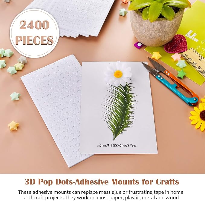 Outus 2400Pcs Foam Dots 3D Adhesive, 12 Sheets Foam Pop Dots