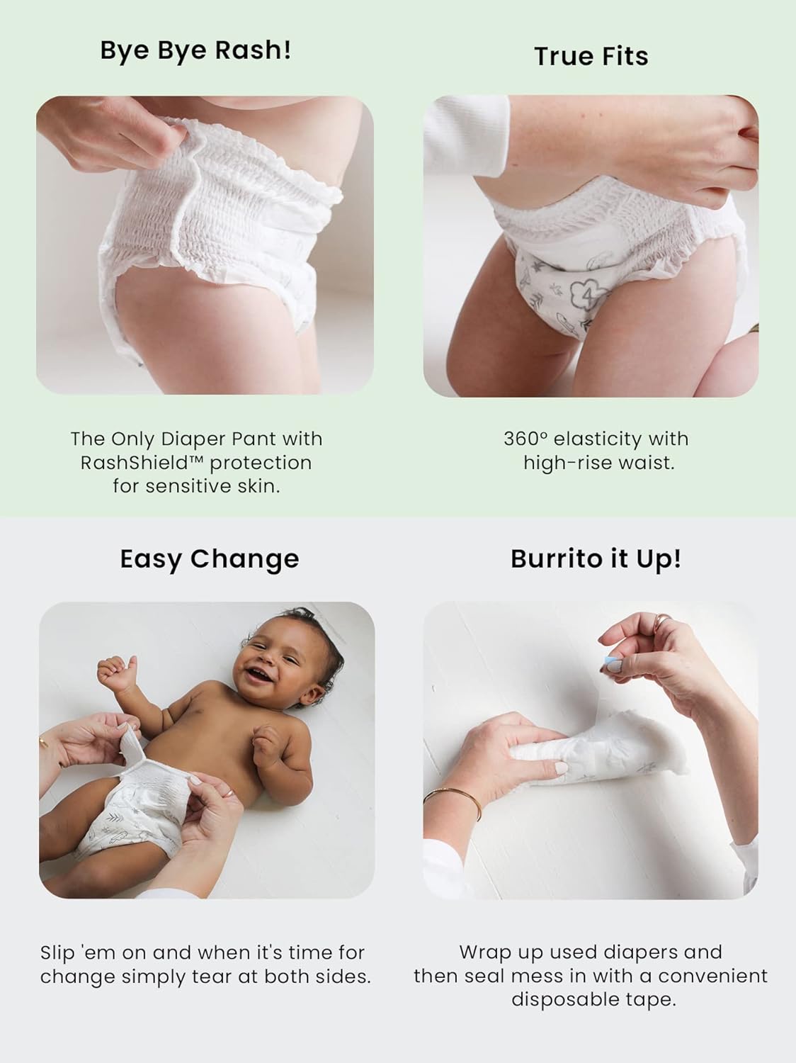 Parasol Clear+Dry Natural Disposable Diaper Pants, RashShield Protection and Active 360 Comfort Wrap, Hypoallergenic Training Diapers, Size 5 (3T-4T), 96 Count