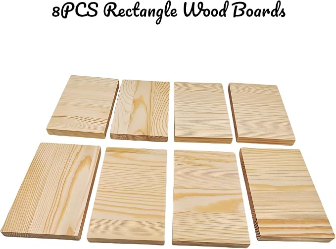 8PCS Rectangle Wood Boards Unfinished Wood Blocks