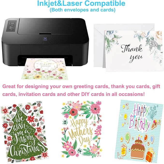 56 Pack Blank Cards and Envelopes 4.2 x 6.0 inches, Folded Cardstock