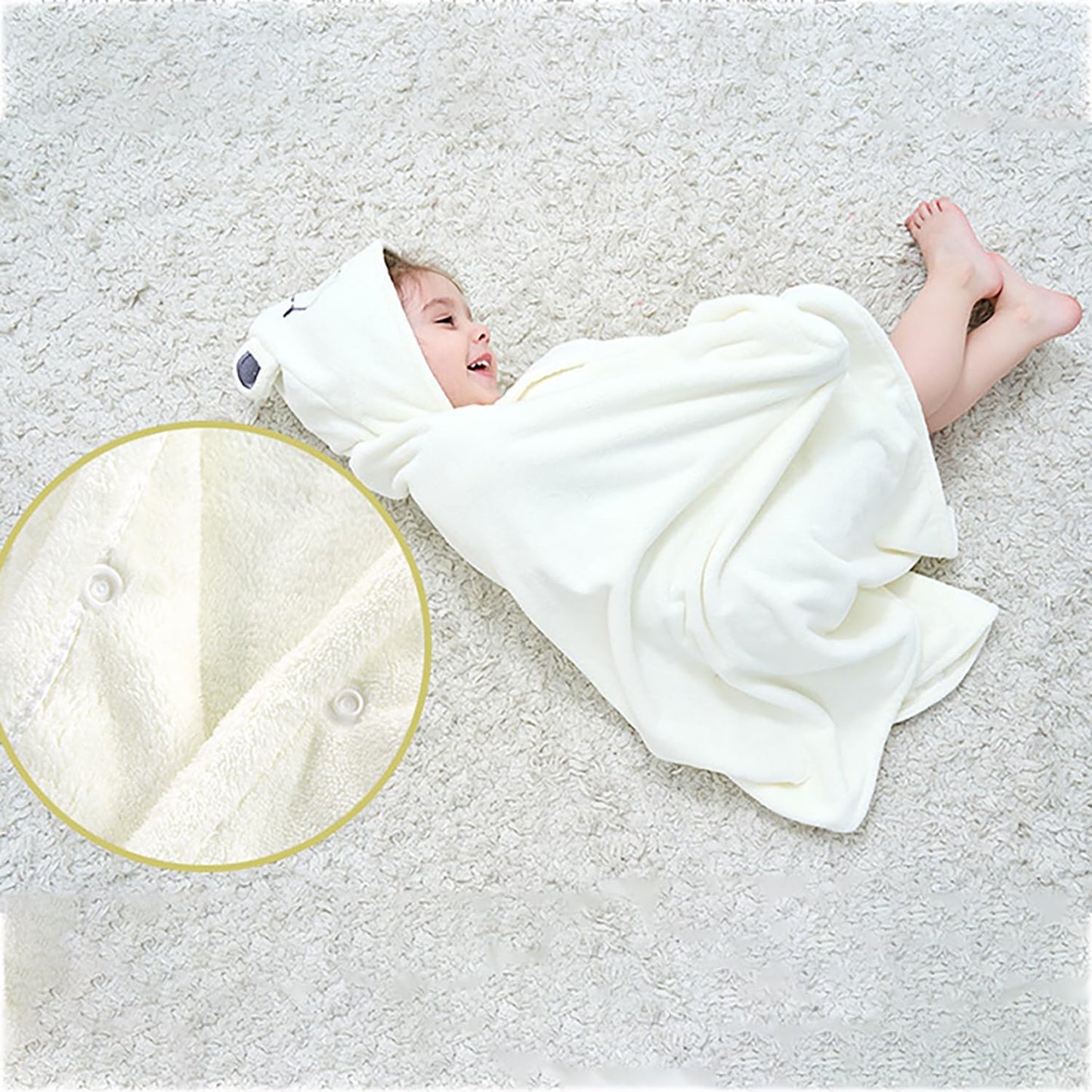 ROMASA Baby Bath Towel with Hooded Ultra Soft and Absorbent Toddlers Bathrobe Newborn Blanket Shower Gifts (White Bear)