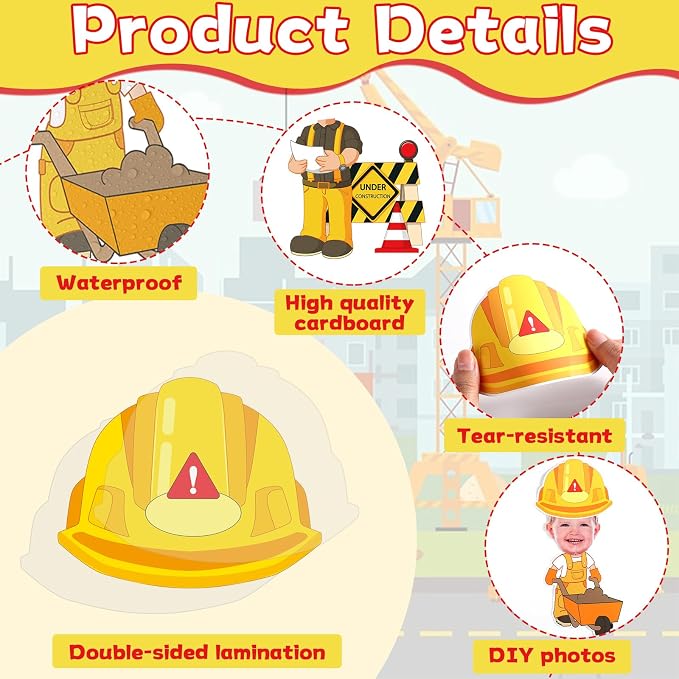 60pcs Construct Theme Cutouts Construction Helmet Bulletin Board Decorations
