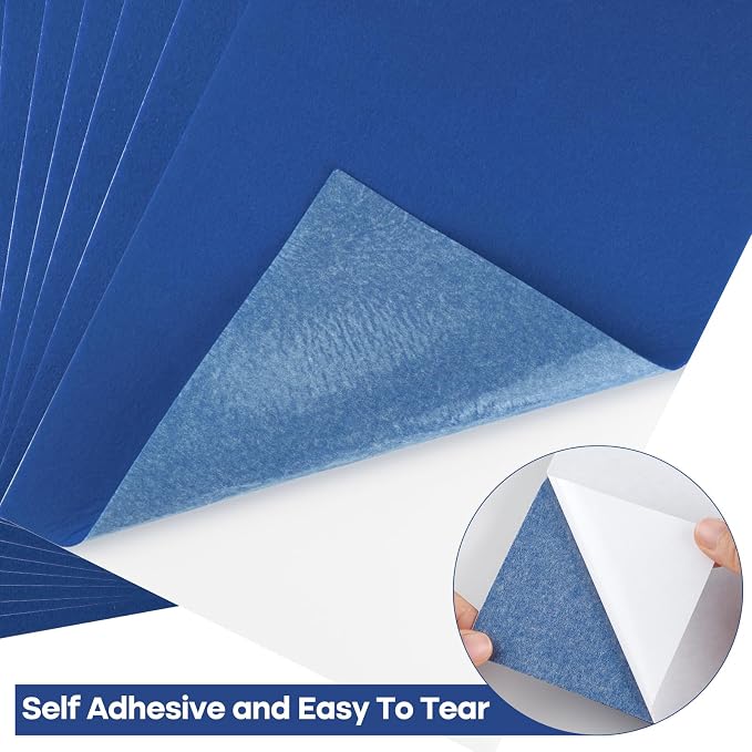CHRORINE 10 Pcs Navy Blue Felt Fabric Sheets Self Adhesive Felt Sheets 8 x 12