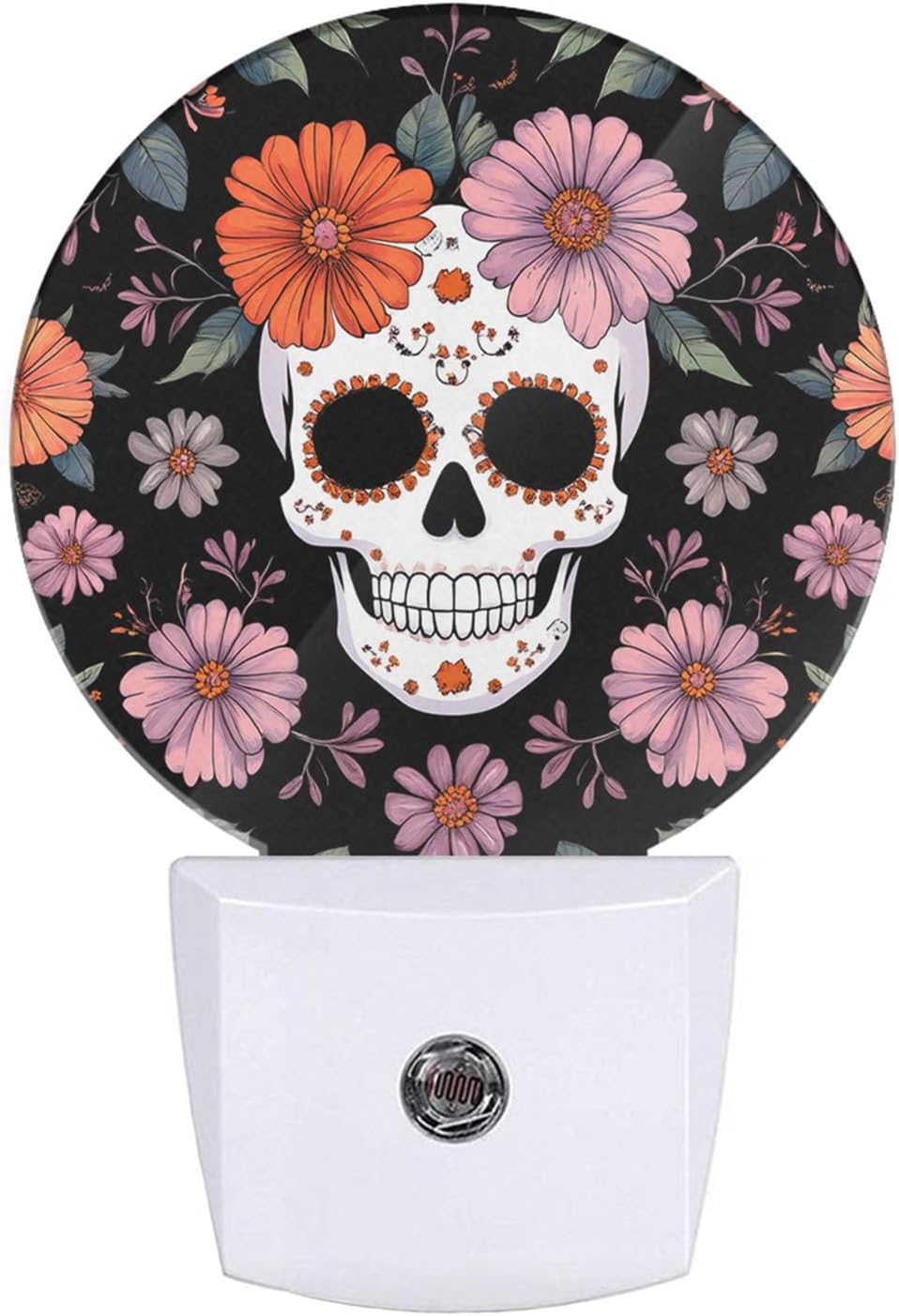 EKOBLA Floral Skull Night Lights Plug into Wall Skeleton with Flowers LED Dusk to Dawn Plug-in Nightlights Auto Sensor for Men Women Boys Girls Home Indoor Bathroom Hallway Kitchen