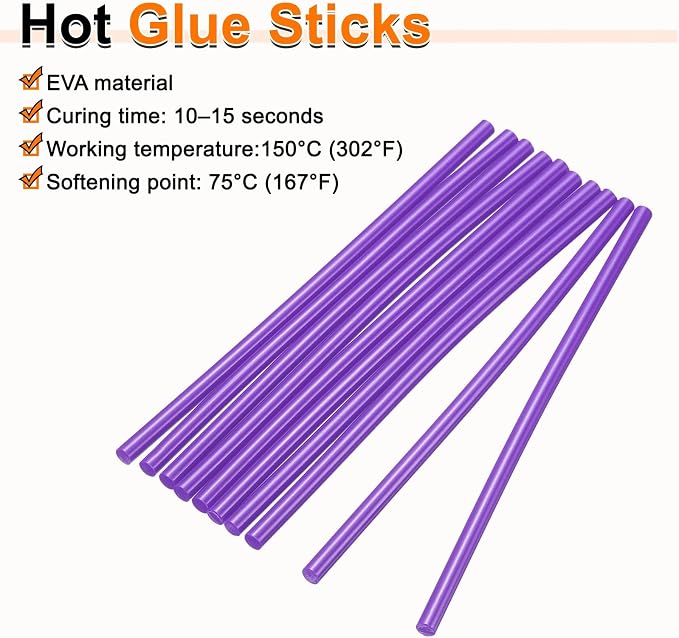 HARFINGTON 10pcs Hot Glue Sticks 0.28" Dia x 7.87" Long EVA Mini Hot Melt