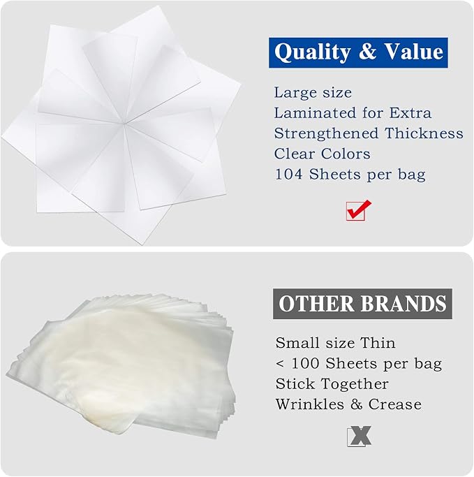 Outus 104 Pcs Colored Cellophane Sheets Cellophane Wrapping Paper