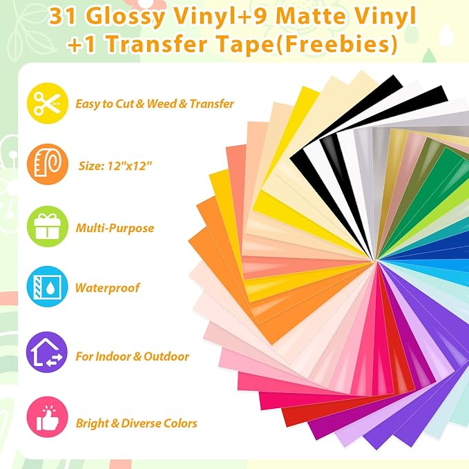 VINYL FROG Permanent Adhesive Vinyl Bundle 40 Pack Adhesive Vinyl Sheets