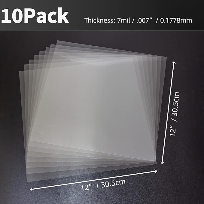 7 Mil Blank Mylar Stencil Sheet, 12 x 12 Inch Clear Plastic Sheets, Acetate