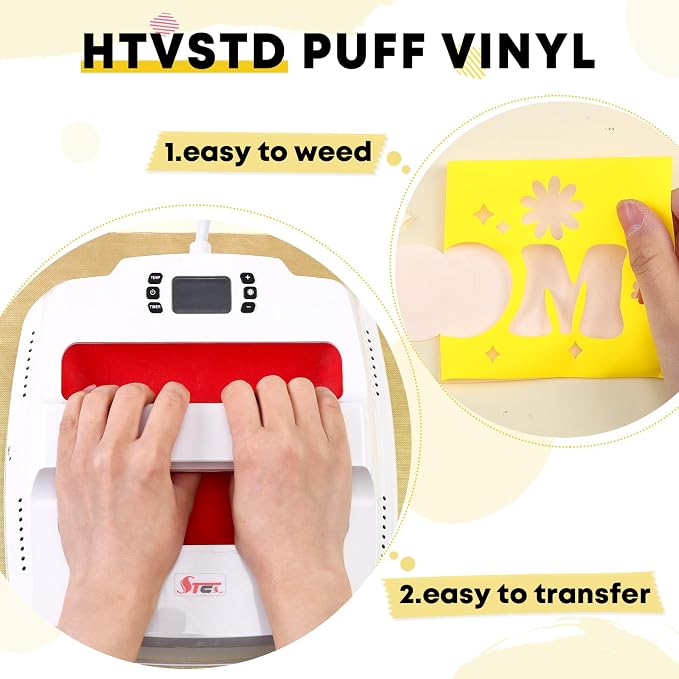 HTVSTD Neon Yellow Puff HTV Heat Transfer Vinyl 6pcs 12×10in | Vivid Color