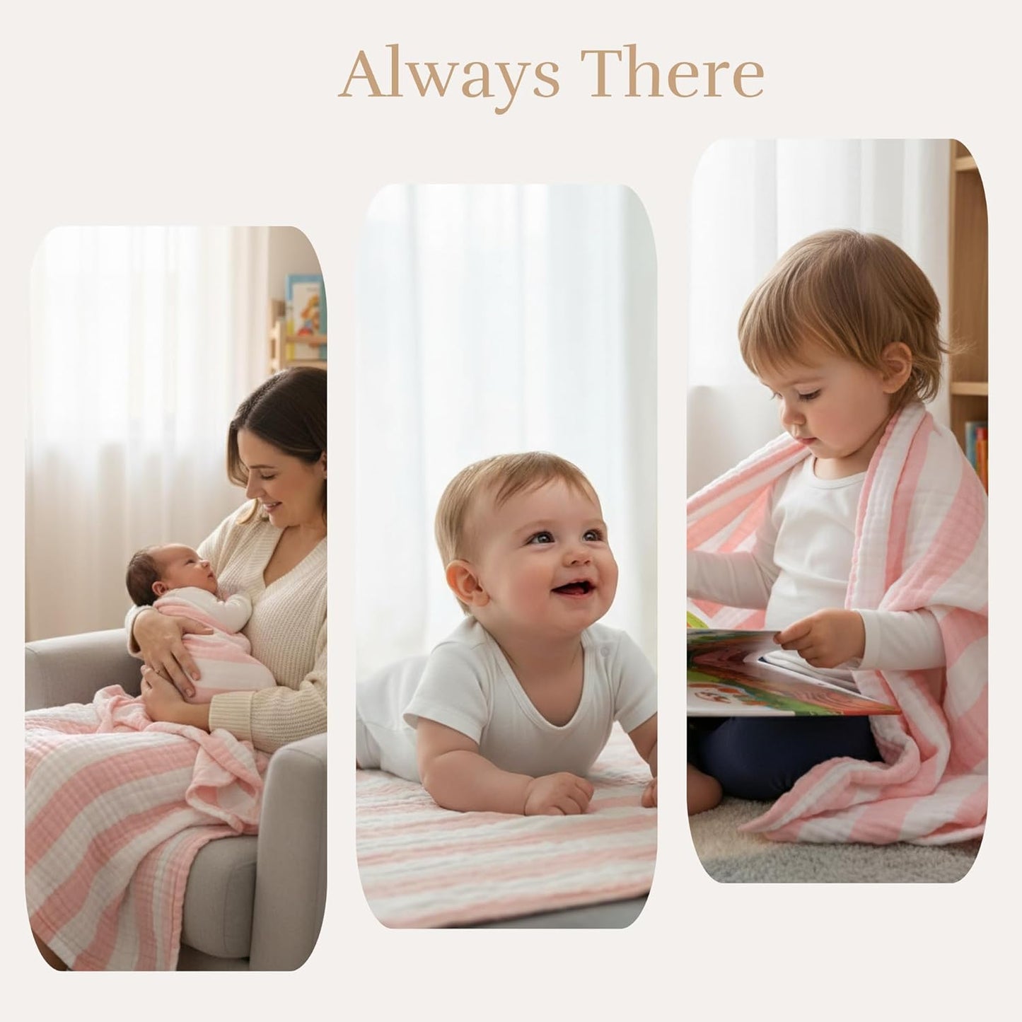Muslin Baby Towel 5 Pieces Set,Ultra Soft and Absorbent for Baby's Delicate Skin, Ideal for Newborns to Toddlers, Perfect for Baby Registry or as a Shower Gift. (Pink)