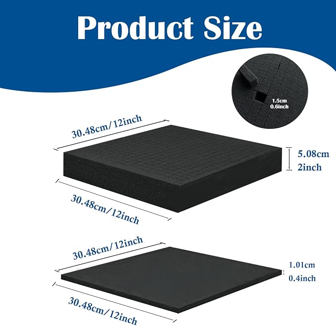 2Pcs 12"x12"x2" & 2Pcs 12"x12"x0.4" Pick and Pluck Foam Gun Case Foam | 2 Sizes