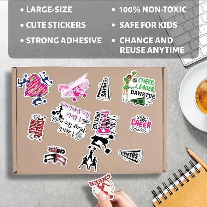 Cheerleading Motivational Quote Stickers Pack 50Pcs Vinyl Waterproof Sticker Set