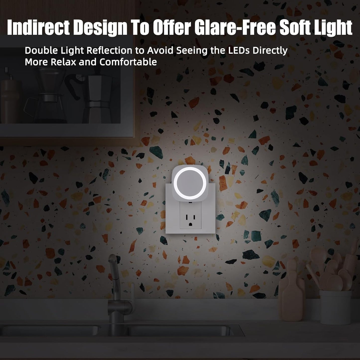 White Night Lights Plug into Wall, 4 Packs Dimmable Night Light with Dust to Dawn Sensor, Automatically Turn on and Off, Gentle Glow Nightlight for Bathroom,Bedroom,Stairs,Kitchen,Hallway, White