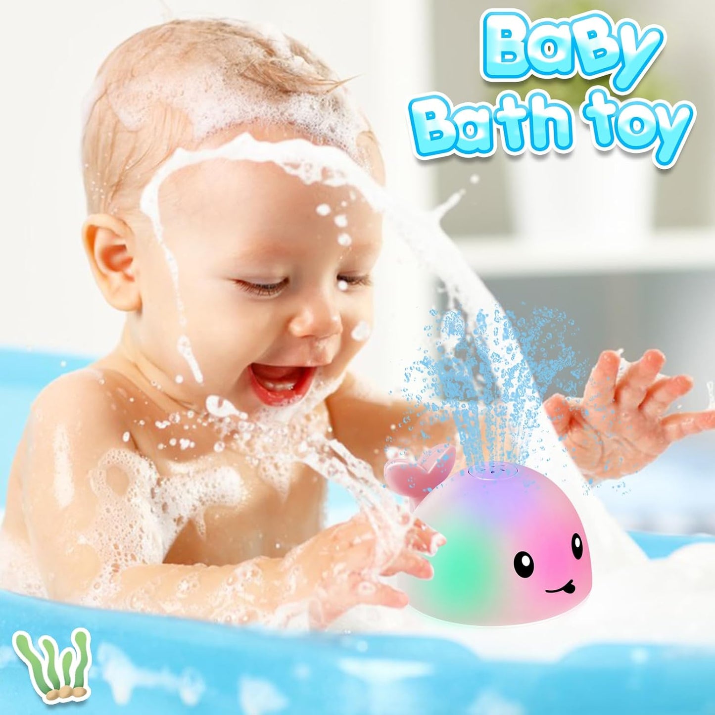 Baby Girl Bath Toys, Christmas Stocking Stuffers 1 Year Old Girl Gift, Toddler Bath Toys for Kids Ages 1-3 Light Up Whale Bath Toy Sprinkler Infant Baby Toys 6-12-18 Month Bathtub Fountain Toy