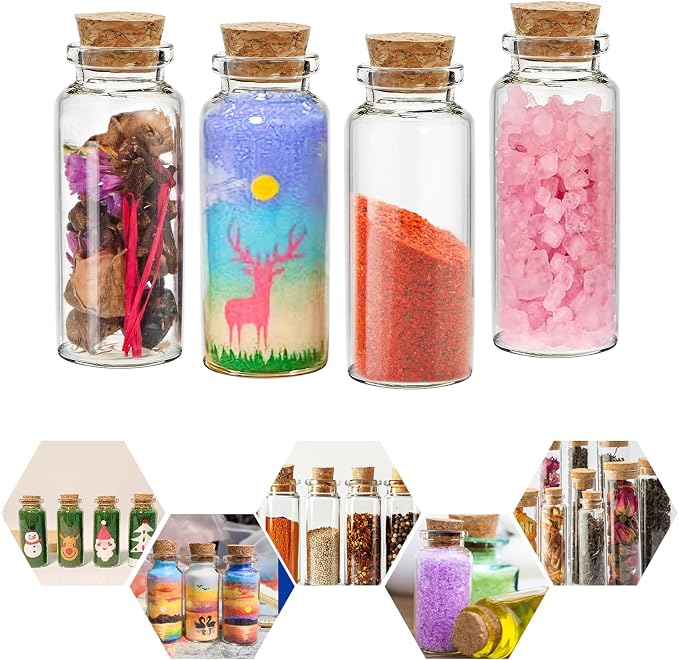 Kingrol 70 Pack 30ml Cork Stoppers Glass Bottles, Wishing Bottles