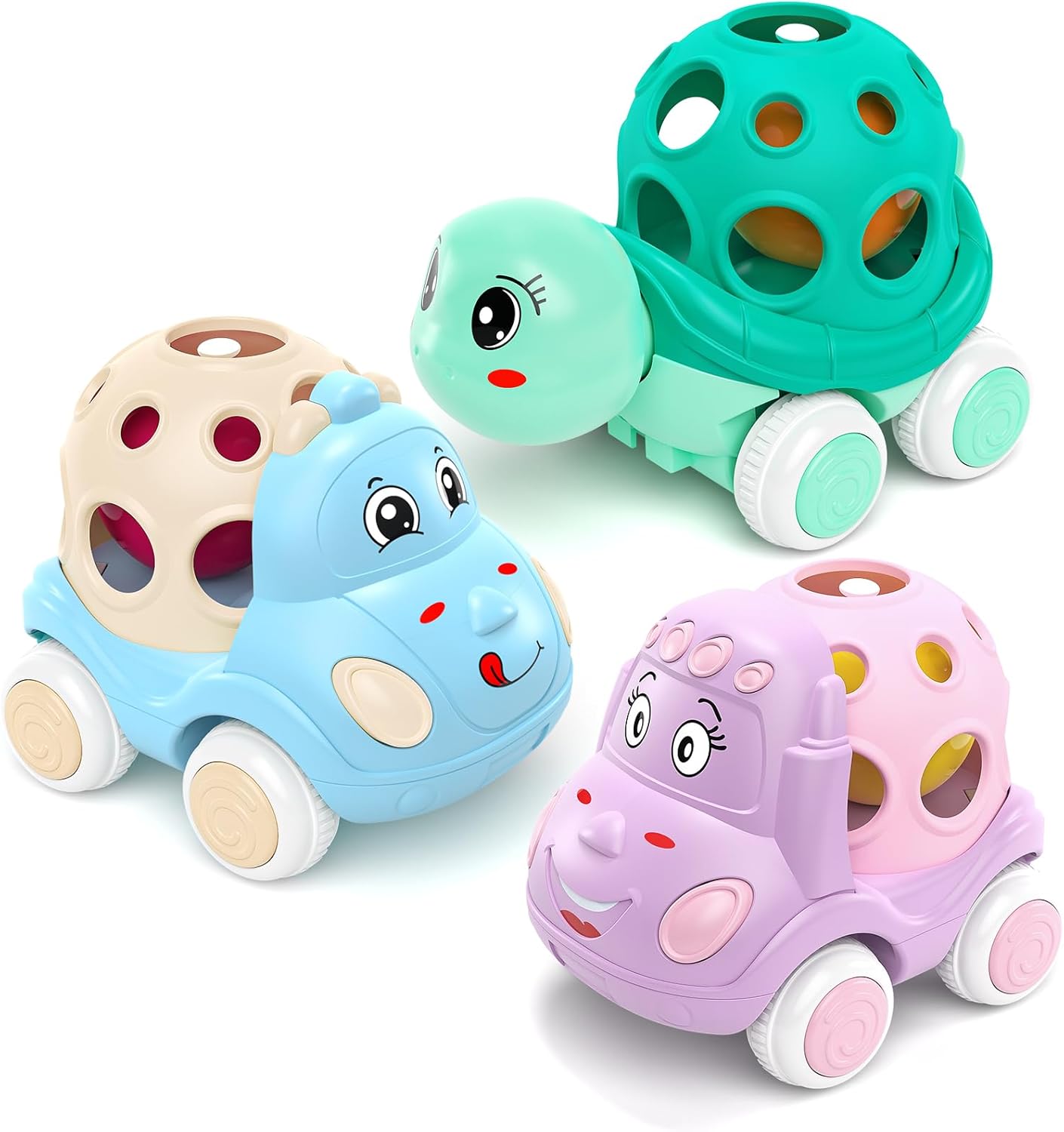 Toy Cars for Toddler Girl Push and Go Rattle Car, Toddlers Push Cars Play Car Toys, Rattles Noisy Cars Trucks Active Girl Toys Brithday