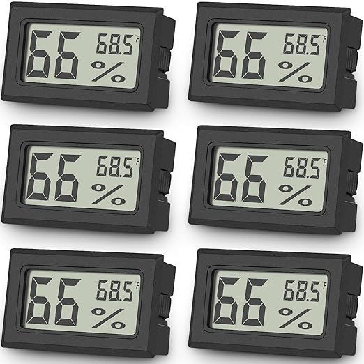 Vaikby 6-Pack Mini Digital Thermometer Hygrometer, Indoor Humidity Monitor, Temperature Humidity Gauge Meter with Fahrenheit (℉) for Humidors, Greenhouse, Garden, Cellar, Closet, Fridge