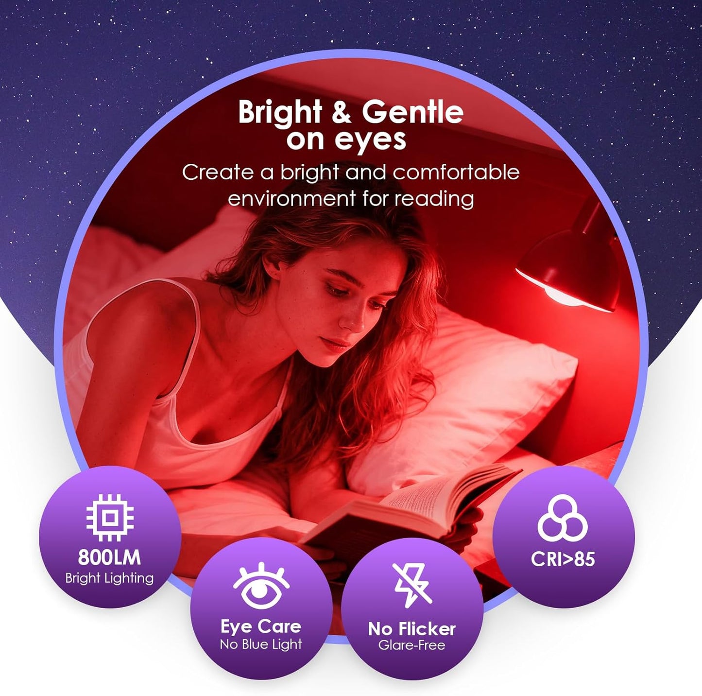 TJOY Red Light Bulbs for Sleep Dimmable, 642nm Red Led Bulb for Melatonin Promoting, 100% Blue Light Blocking, A19 60W Equivalent, 9W E26 Dim Night Light for Bedroom Baby Nursery, 4 Pack