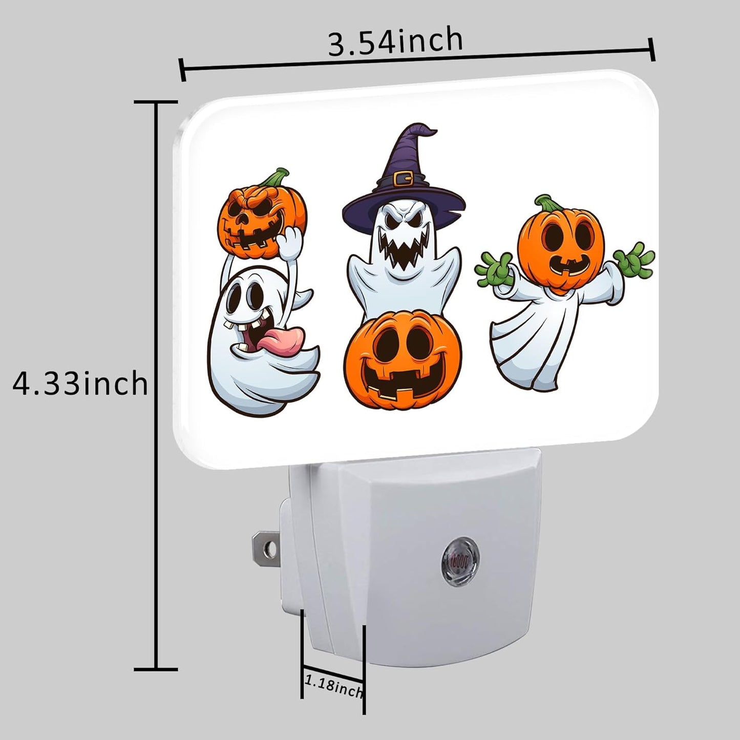 Halloween Funny Ghost Night Light for Kids Girls Boys, Halloween Pumpkin LED Night Light Plug into Wall with Dusk to Dawn Sensor for Bedroom, Hallway, Kitchen, Bathroom, Stairs Decor