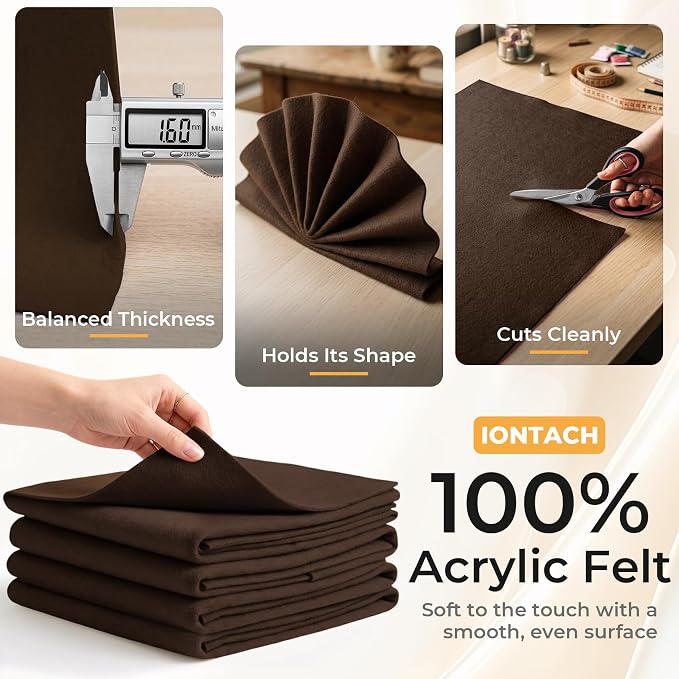 IONTACH 9" X 36" Soft Felt Sheets 1.6mm Thick | Acrylic Felt Fabric