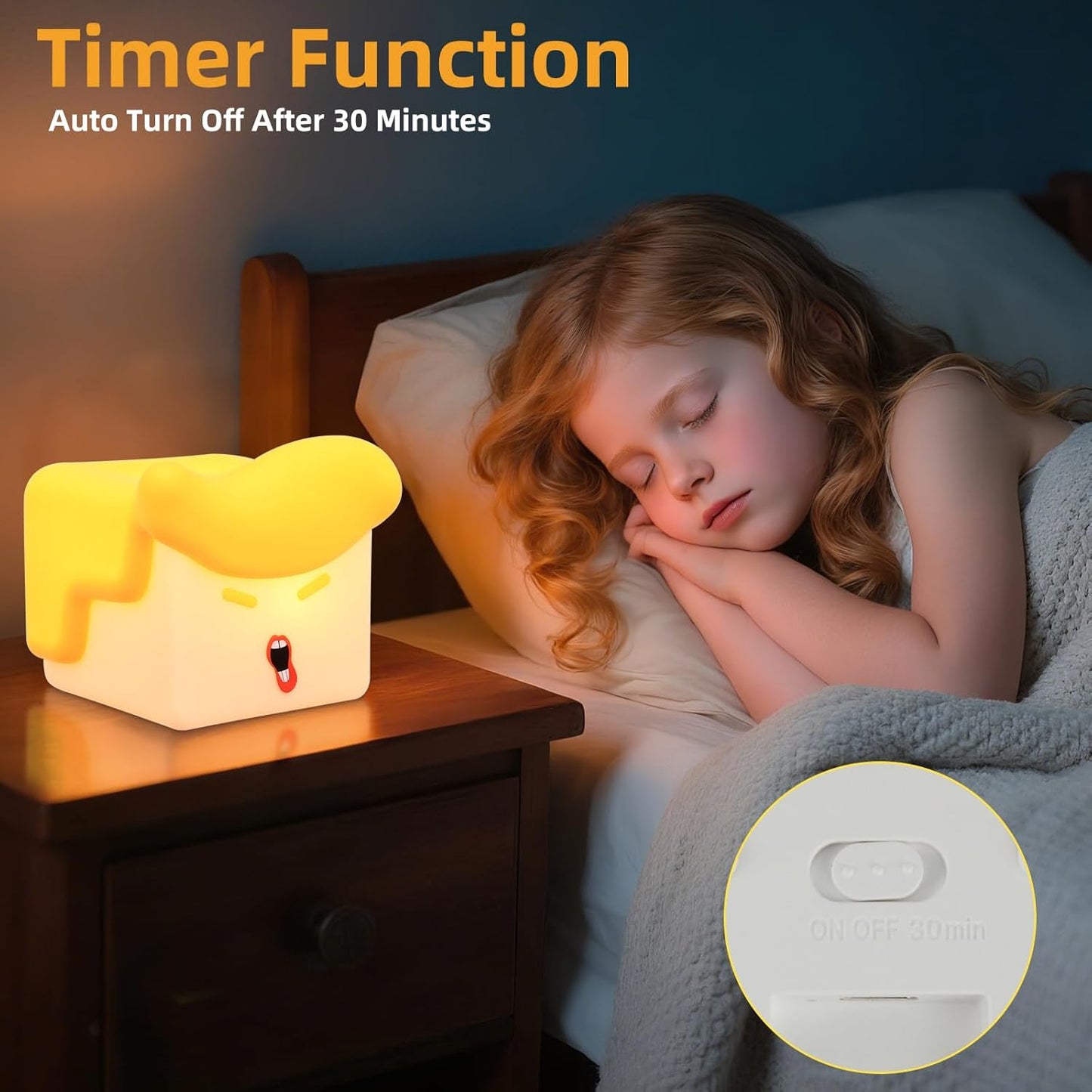 Tcamp Fun Night Light, Hilarious Silicone Squishy Lighted Tap Light, 3 Level Dimmable Table Lamp, Rechargeable Bedside Glowing Touch Lamp for Room Decor (USB Powered)