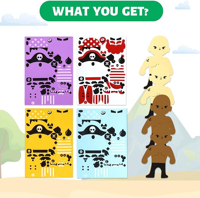 VKPI 4 Pieces EVA Foam Art Crafts Gift Kit, Creative Make Your Own Pirates