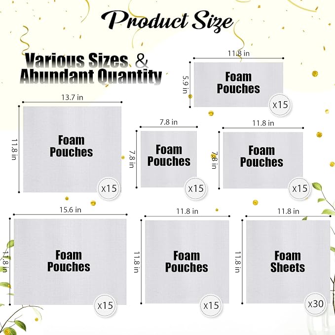 Frienda 120 Pcs Moving Dishes Packing Kit 30 Foam Sheets 90 Pcs 6-Size Plate