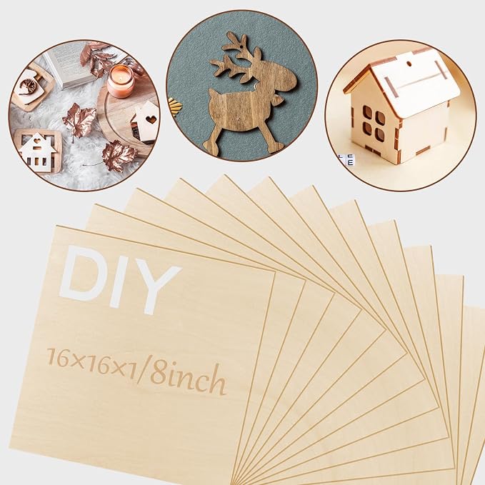 24 Pcs Basswood Sheets Plywood, School DIY Projects, CNC Cutting, Wood Burning