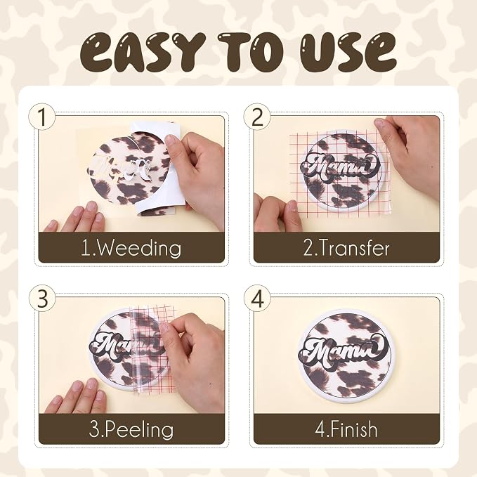 Tintnut Cow Print Permanent Vinyl 8 Sheets 12x10in Permanent Adhesive Vinyl |