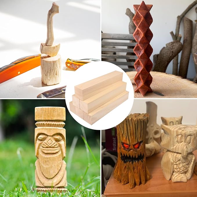 6 Pack Basswood Carving Blocks, Soft and Smooth, Easy Whittling and Carving by
