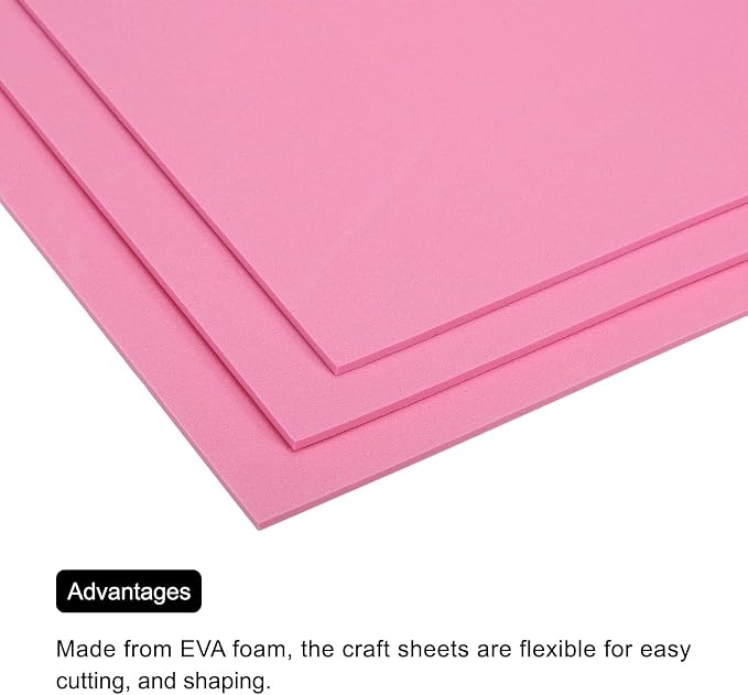 MECCANIXITY EVA Foam Sheets Pink 9.8 Inch x 9.8 Inch 3mm Thick Crafts Foam
