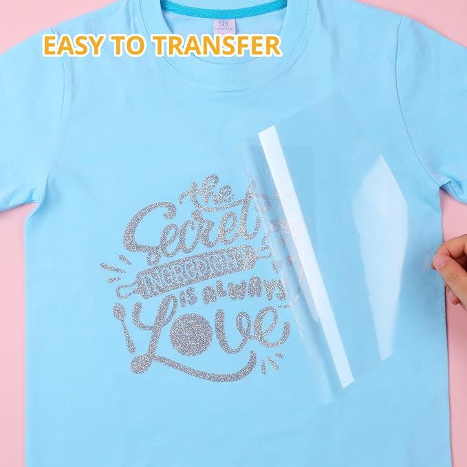 HTVRONT Black Glitter Heat Transfer Vinyl, Iron on Vinyl