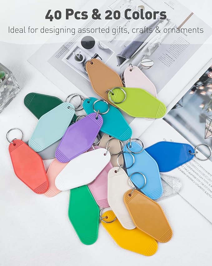 Uniclife 40 Pcs Blank Hotel Keychain Tags, Blank Motel Keychain