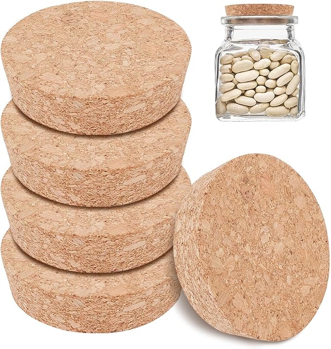 BENECREAT 6pcs Cork Bottle Stoppers, Tapered Design, 3.15in Diameter,