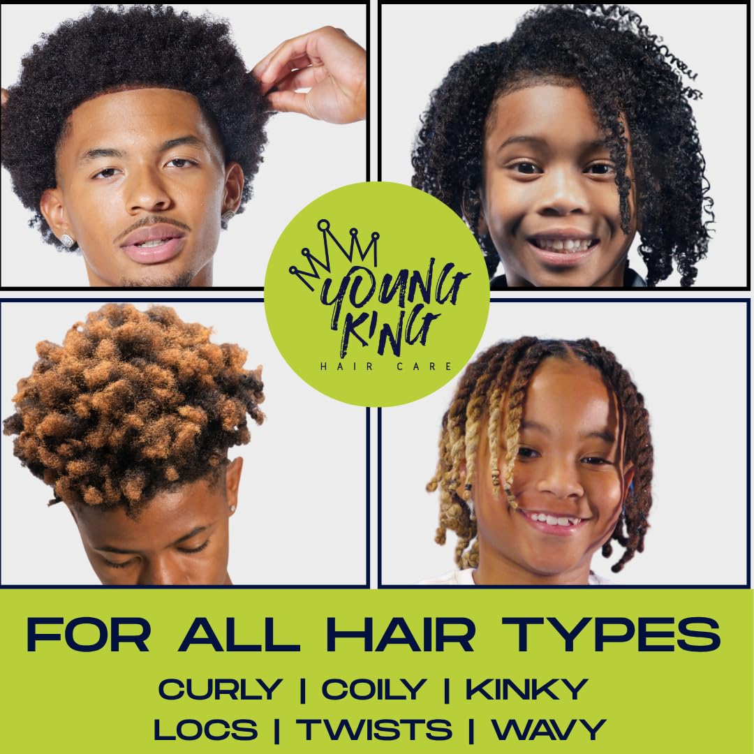 YOUNG KING HAIR CARE Kids Shampoo For Boys | Cleanse and Hydrate Natural Curls | Plant-Based and Harm-Free (4 oz)
