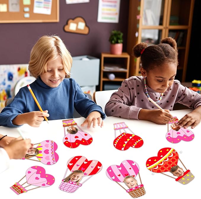 60pcs Valentine's Day Theme DIY Cutouts Hot Air Balloon Bulletin Board