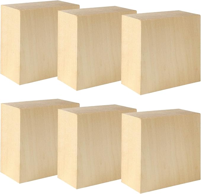 6 Pack Basswood Blocks for Crafting, Home DIY