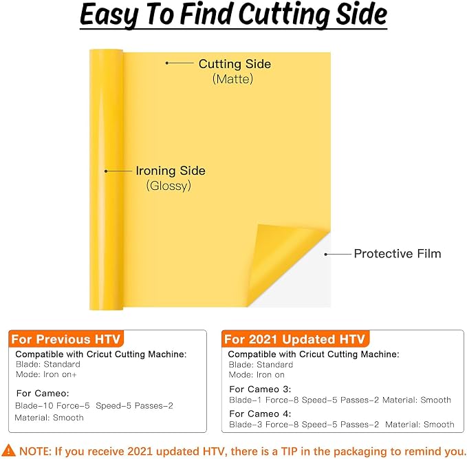 HTVRONT Yellow 12" x 5ft HTV Vinyl Rolls | Easy Cut & Weed Heat Transfer Vinyl