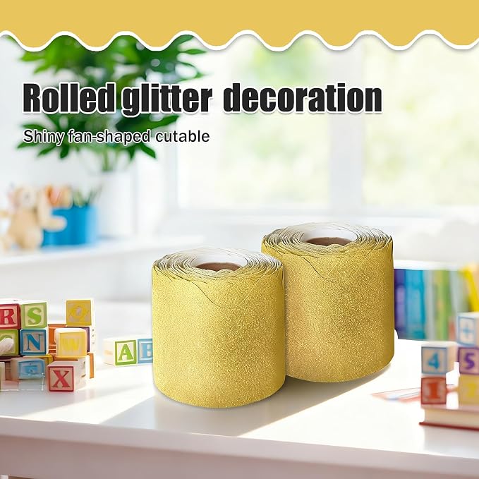 70Ft Shine Bulletin Board Borders，Scalloped Poster Boards Decorations Trim