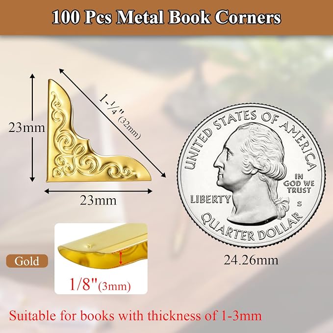 100pcs Metal Book Corner Protectors, Paperbacks Book Edge Protectors Picture