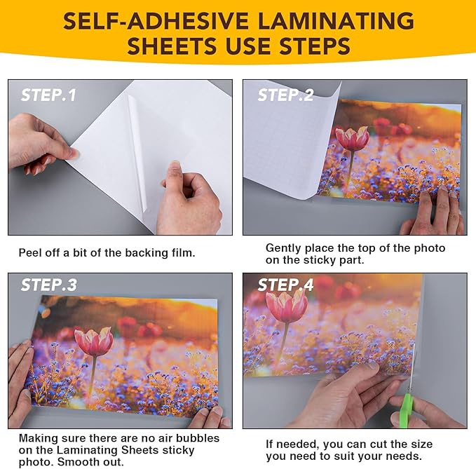RowinsyDD 80 PCS Self Laminating Sheets, Self Adhesive Laminating Sheets | 8.5