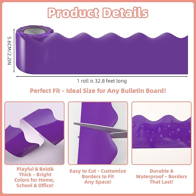 6 Rolls 196.8 Ft Bulletin Board Borders