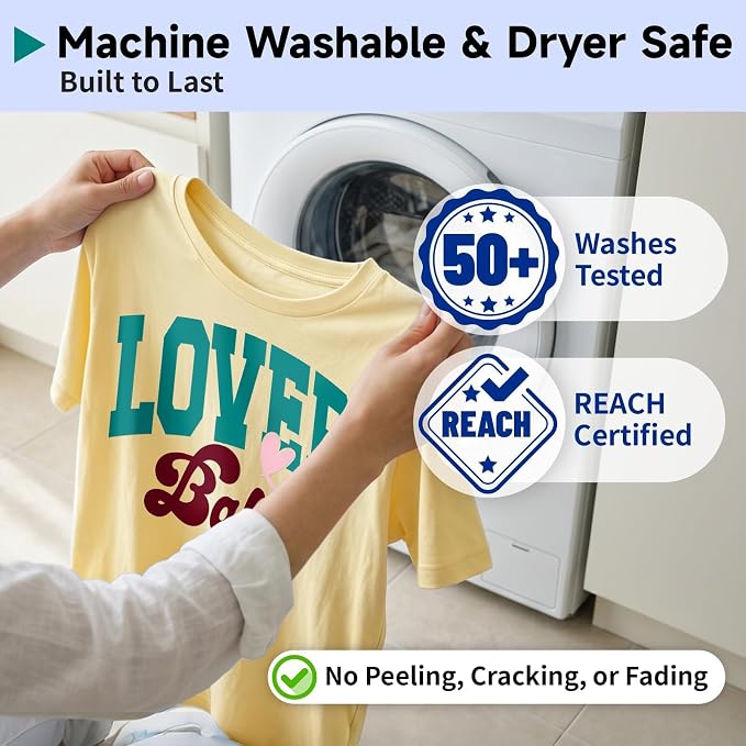 TECKWRAP Heat Transfer Vinyl for T-Shirts, 50+ Washes, REACH Certified & Dryer