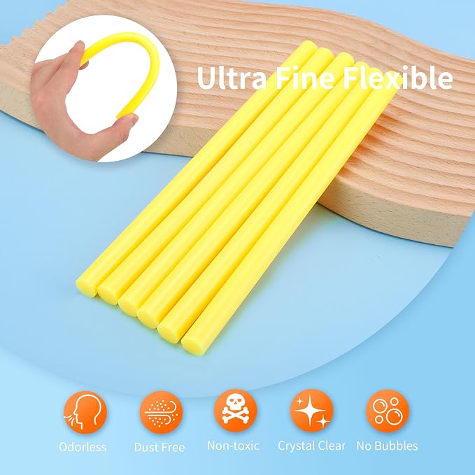 MATUFF Yellow hot Glue Sticks Full Size 0.43” Dia x 8” Long, All-Purpose