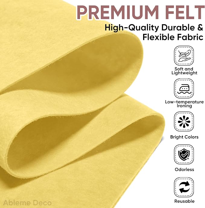 Soft Felt Fabric Sheet 18" x 36", 1.6mm Acrylic Craft Felt, Maize Yellow | Soft