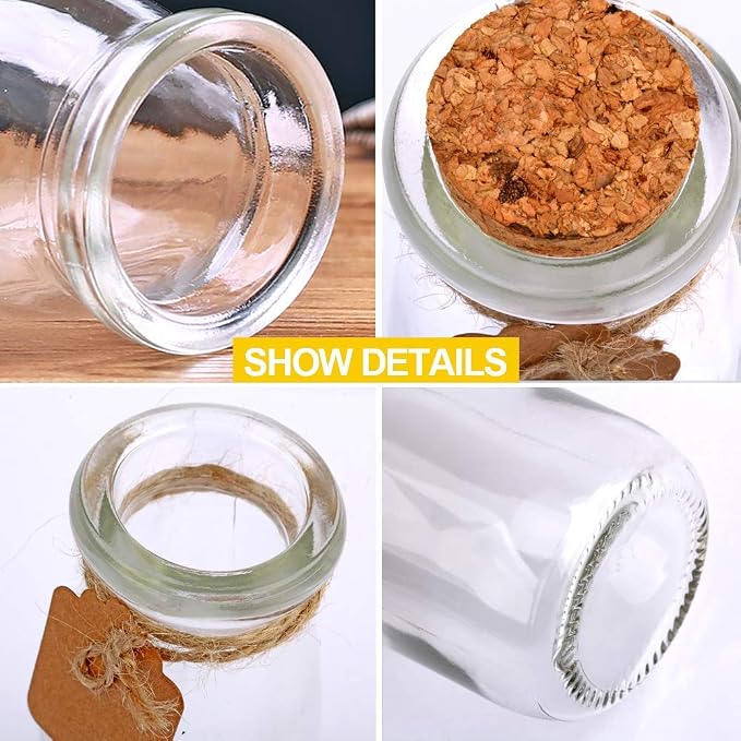 30Pcs Small Glass Jars with Cork Lids, 3.4oz Mini Potion Bottles | 100ml Small