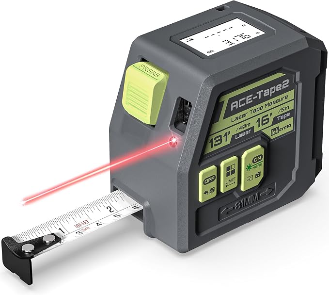 Laser Tape Measure 2-in-1, Inkerma 130Ft Laser Measurement Tool & 16Ft